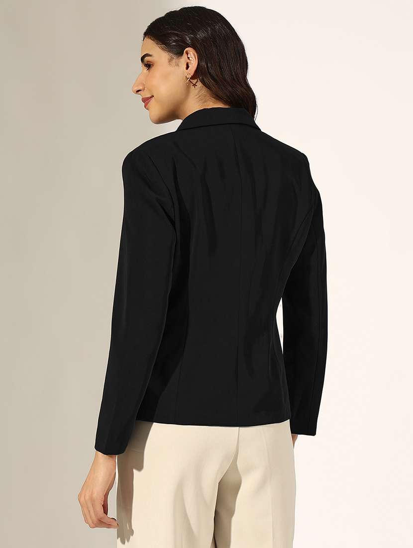 women solid long sleeve single breasted blazer - 22381004 -  Standard Image - 4