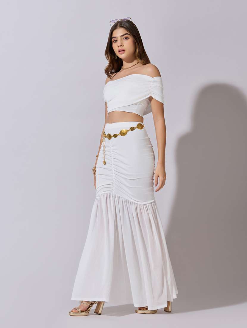 women solid top and skirt co-ord set - 22381015 -  Standard Image - 4