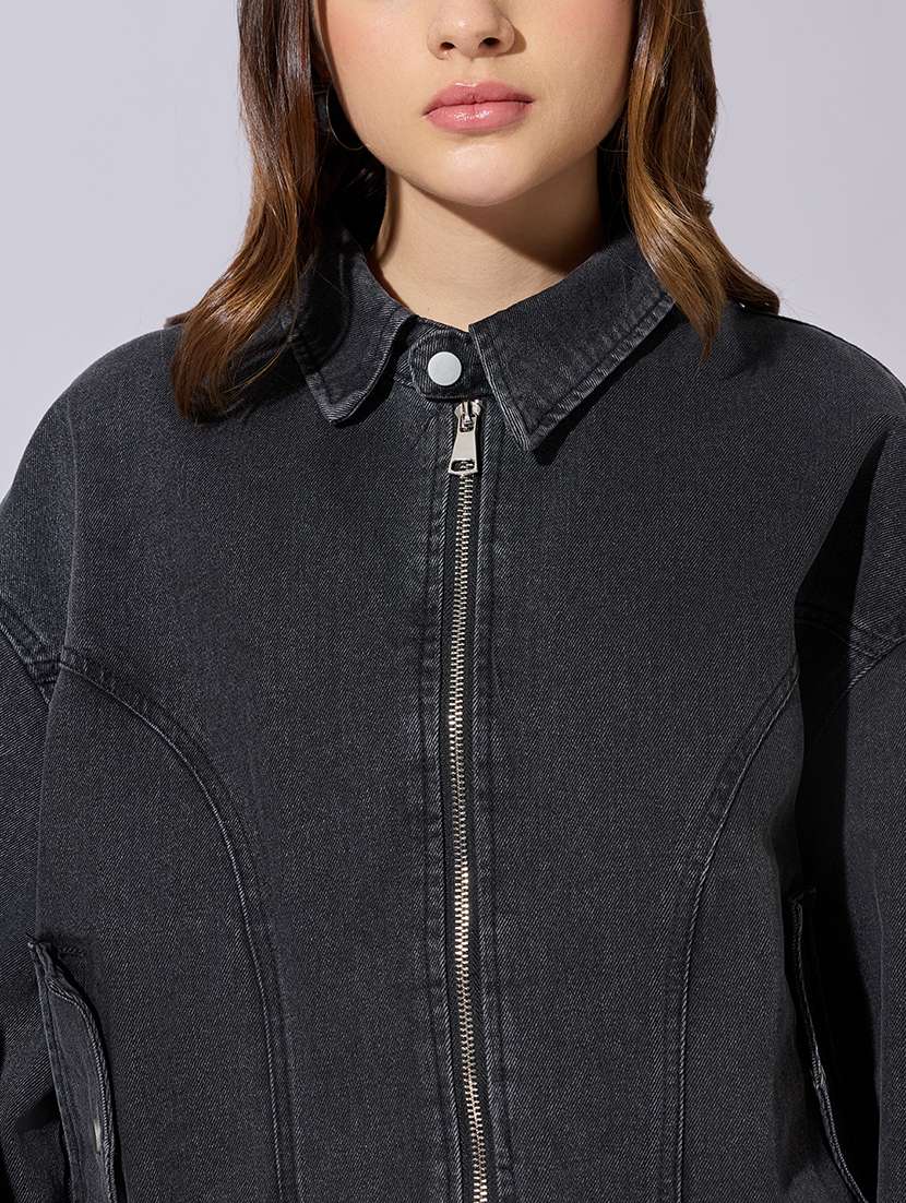 women solid long sleeve denim jacket - 22381021 -  Standard Image - 1