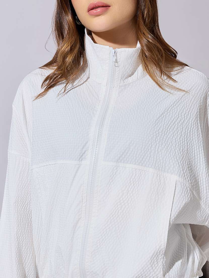 women solid long sleeve windcheater jacket - 22381026 -  Standard Image - 1