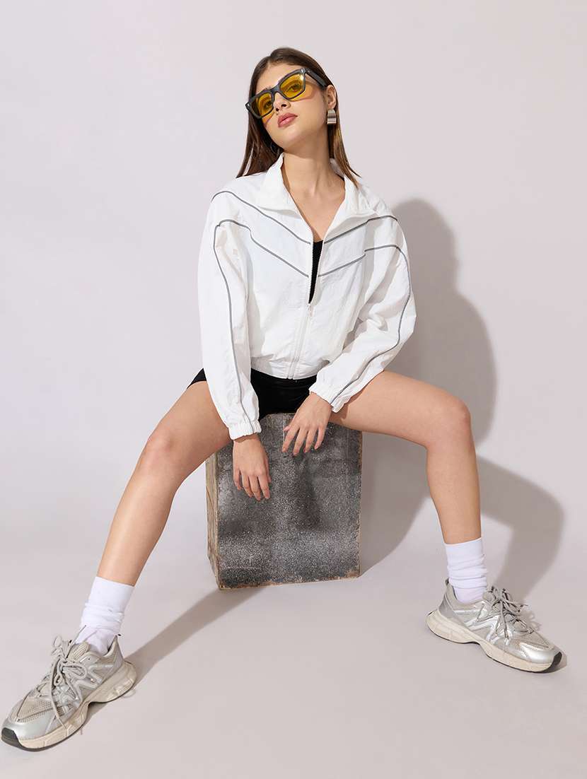 women solid long sleeve biker jacket - 22381027 -  Standard Image - 6