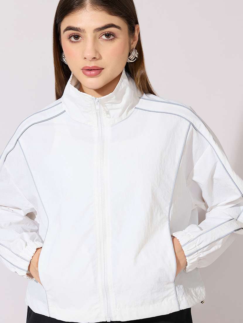 women solid long sleeve biker jacket - 22381029 -  Standard Image - 1