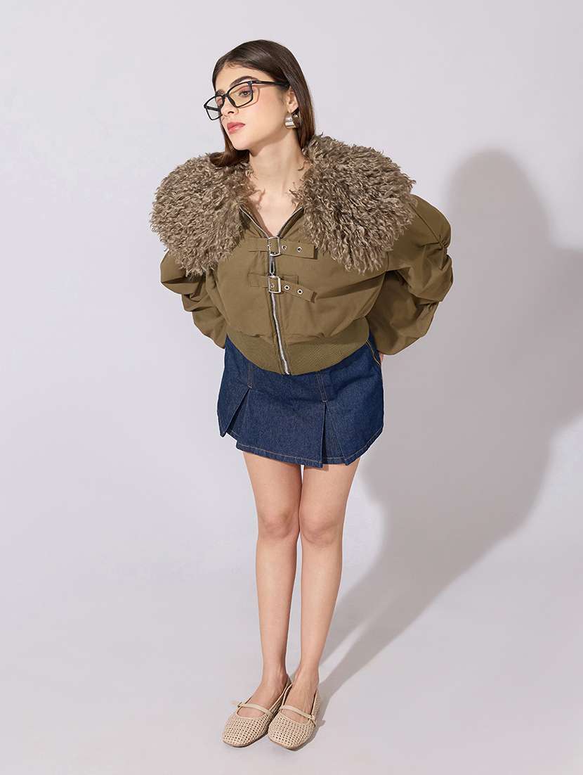 women solid long sleeve biker jacket - 22381034 -  Standard Image - 6