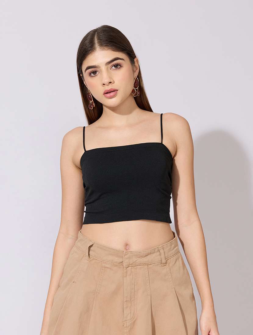 Women Self Designed Long Sleeve Crop Top With Slip - 22381047 -  Standard Image - 4