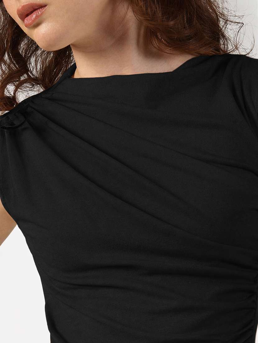 women solid sleeveless ruched top - 22381054 -  Standard Image - 1