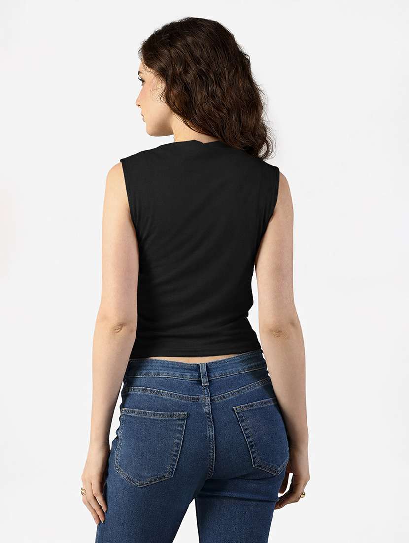 women solid sleeveless ruched top - 22381054 -  Standard Image - 4