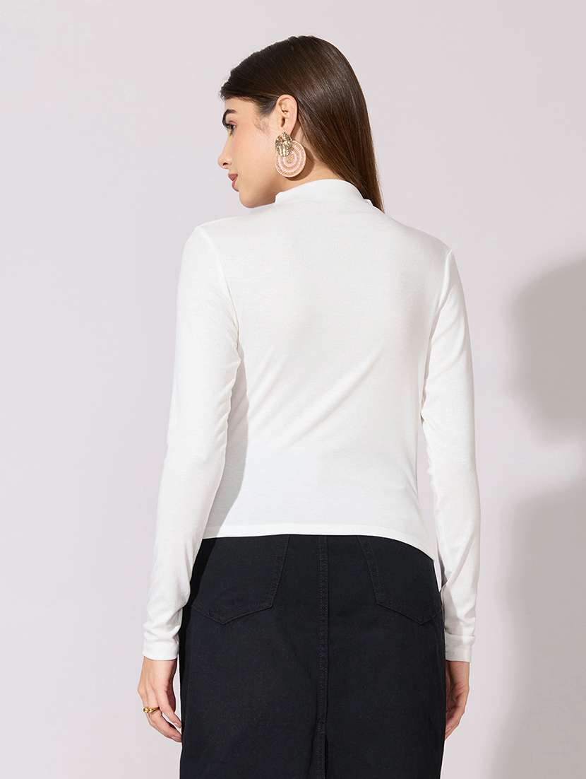 women solid long sleeve ruched top - 22381057 -  Standard Image - 4