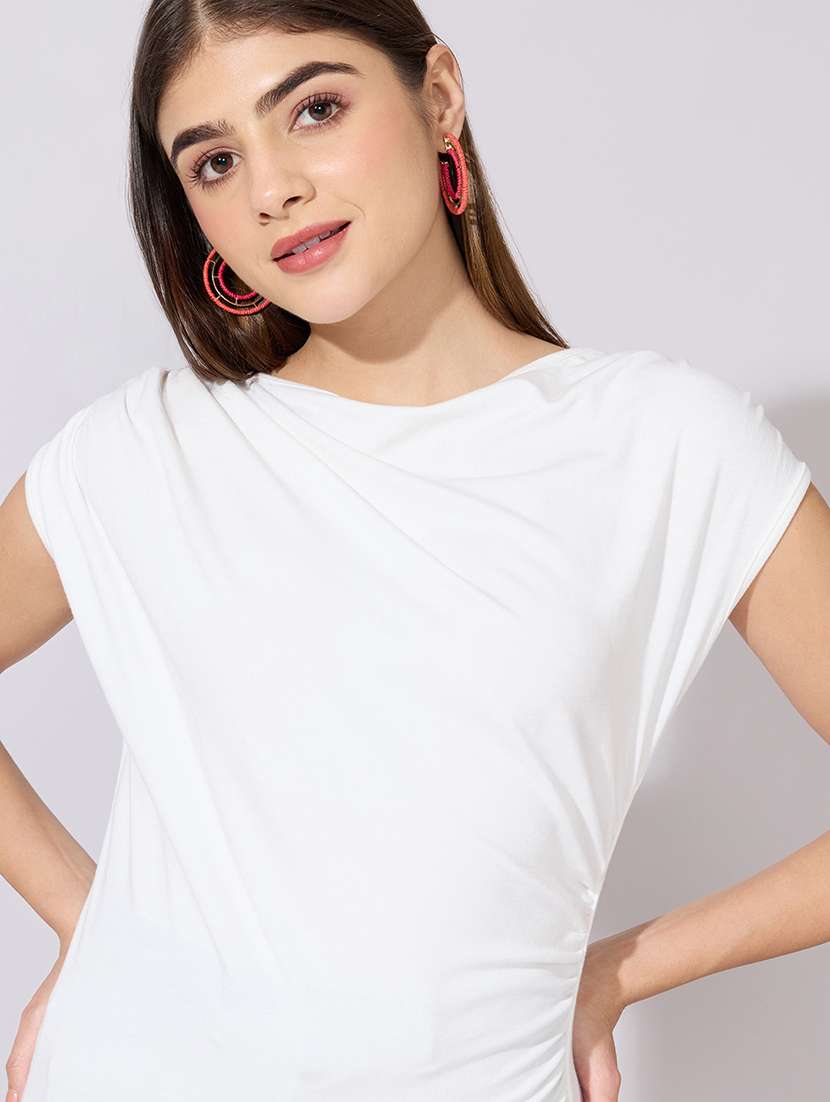 women solid cap sleeve straight top - 22381069 -  Standard Image - 1