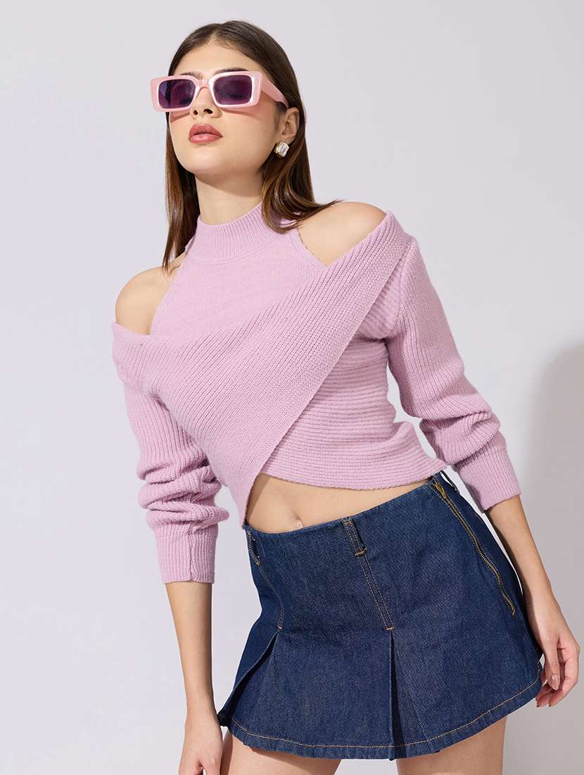 women solid long sleeve crop top - 22381070 -  Standard Image - 1