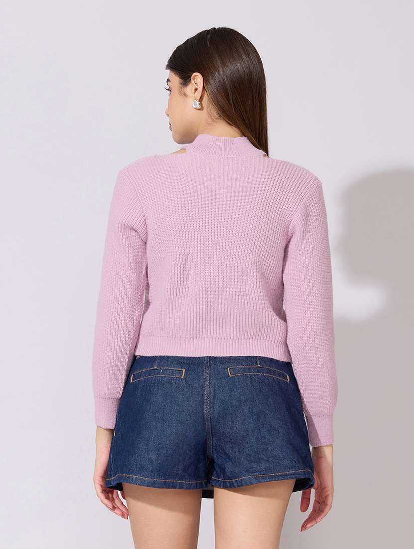 women solid long sleeve crop top - 22381070 -  Standard Image - 4
