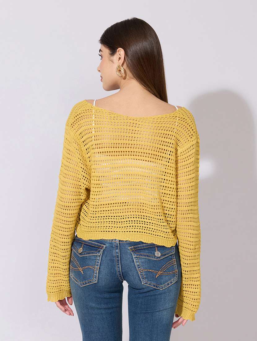 women solid long sleeve crop top with slip - 22381081 -  Standard Image - 6