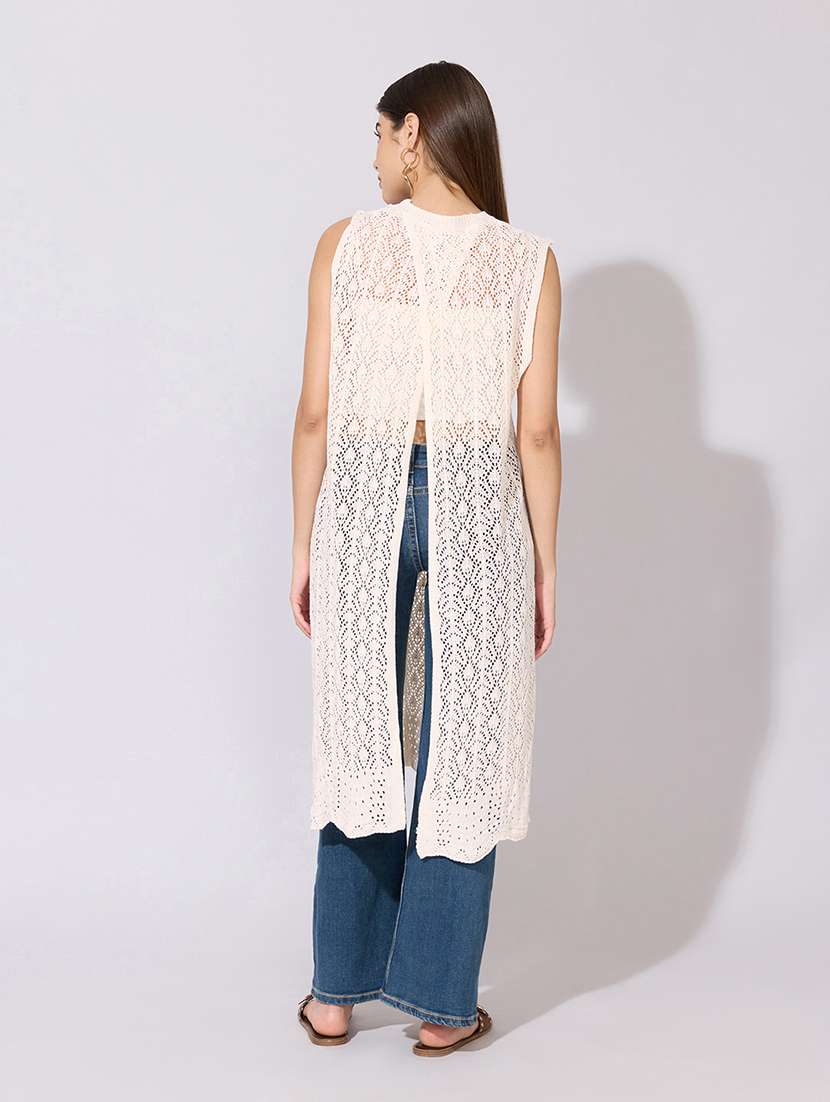 women crochet longline sleeveless sheer top  - 22381084 -  Standard Image - 4