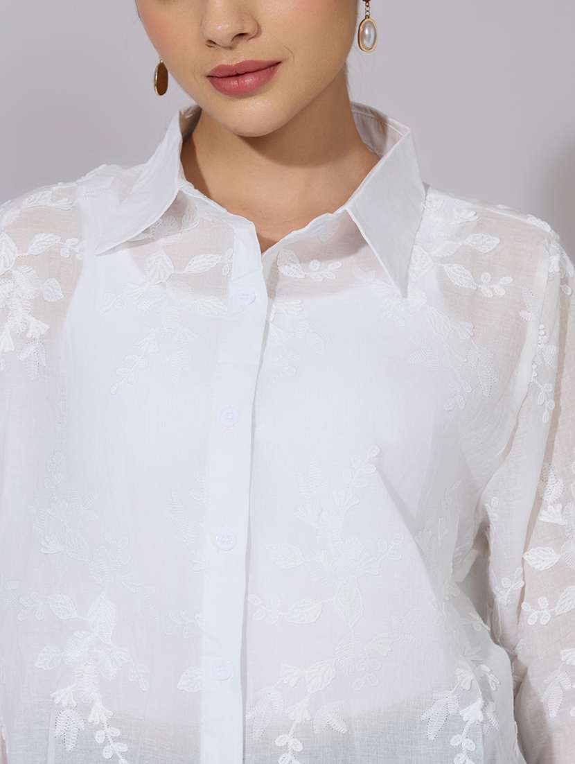women embroidered collared long sleeve shirt - 22381103 -  Standard Image - 1
