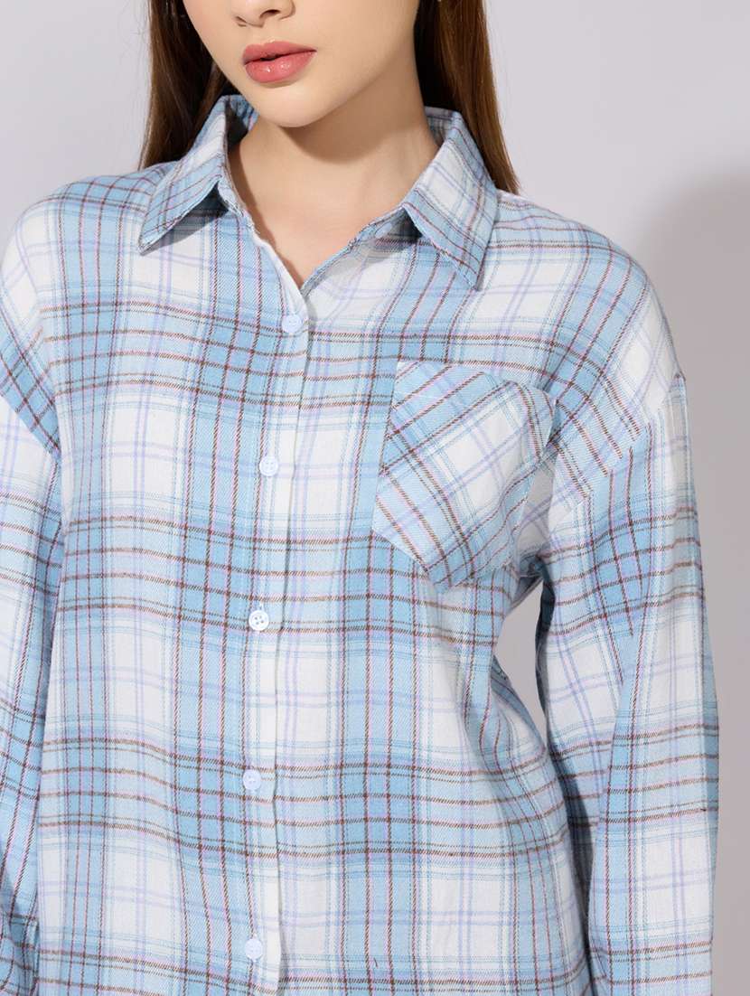 women checkered collared long sleeve shirt - 22381104 -  Standard Image - 1