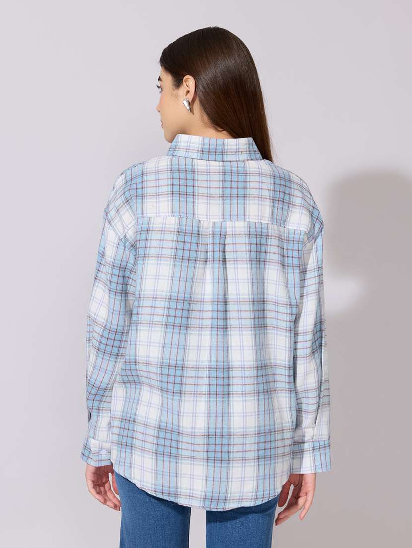 women checkered collared long sleeve shirt - 22381104 -  Standard Image - 4