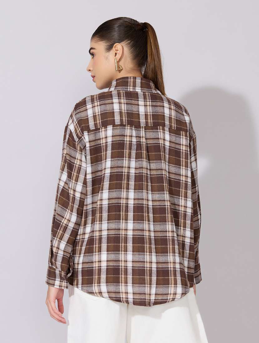 women checkered collared long sleeve shirt - 22381105 -  Standard Image - 4