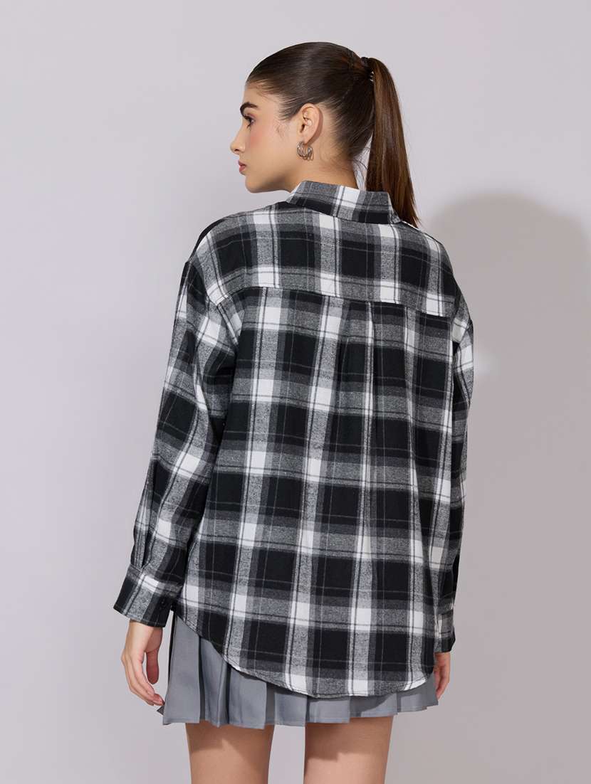 women checkered collared long sleeve shirt - 22381107 -  Standard Image - 4