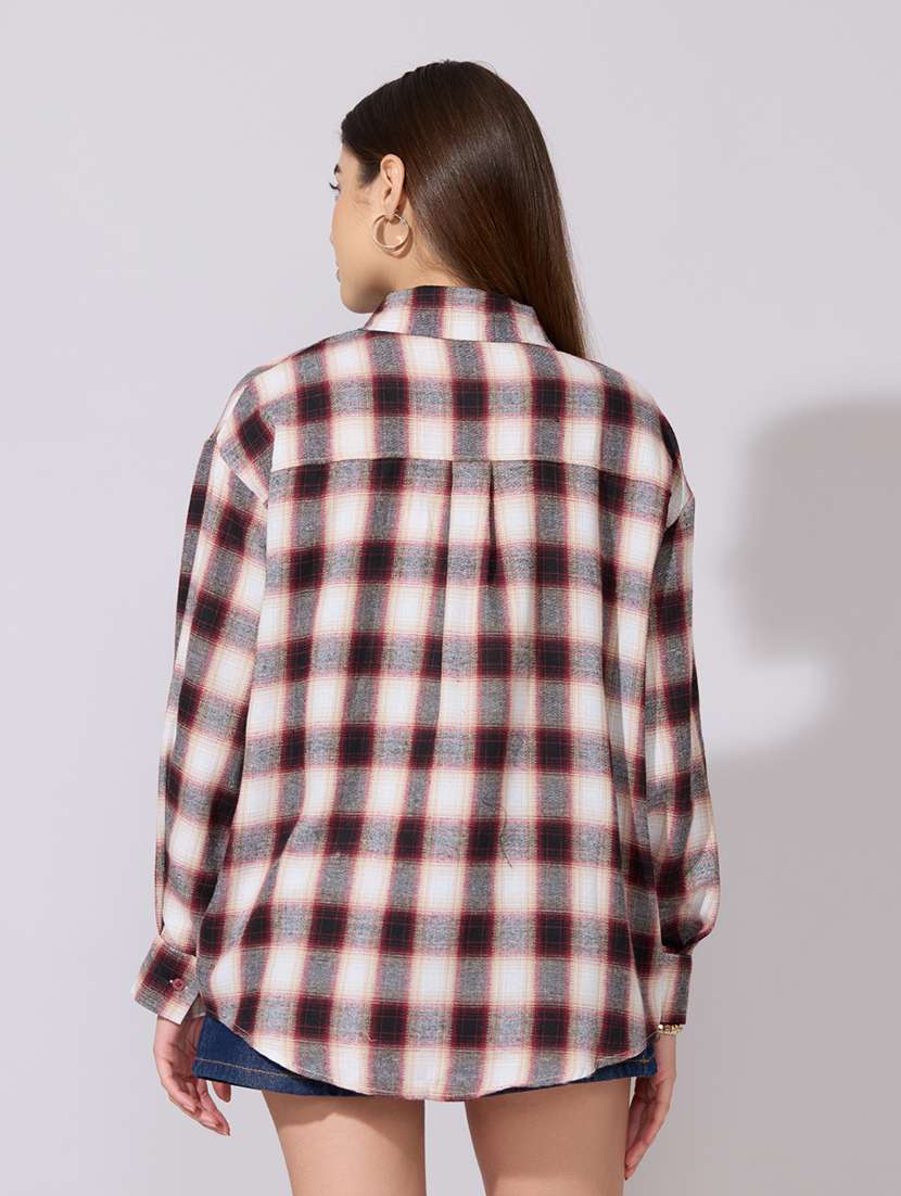 women checkered collared long sleeve shirt - 22381108 -  Standard Image - 4