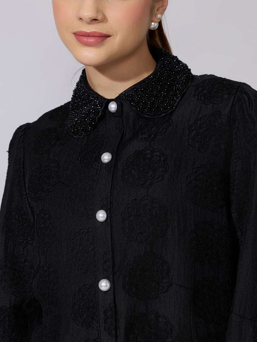 women embroidered collared long sleeve shirt - 22381127 -  Standard Image - 1