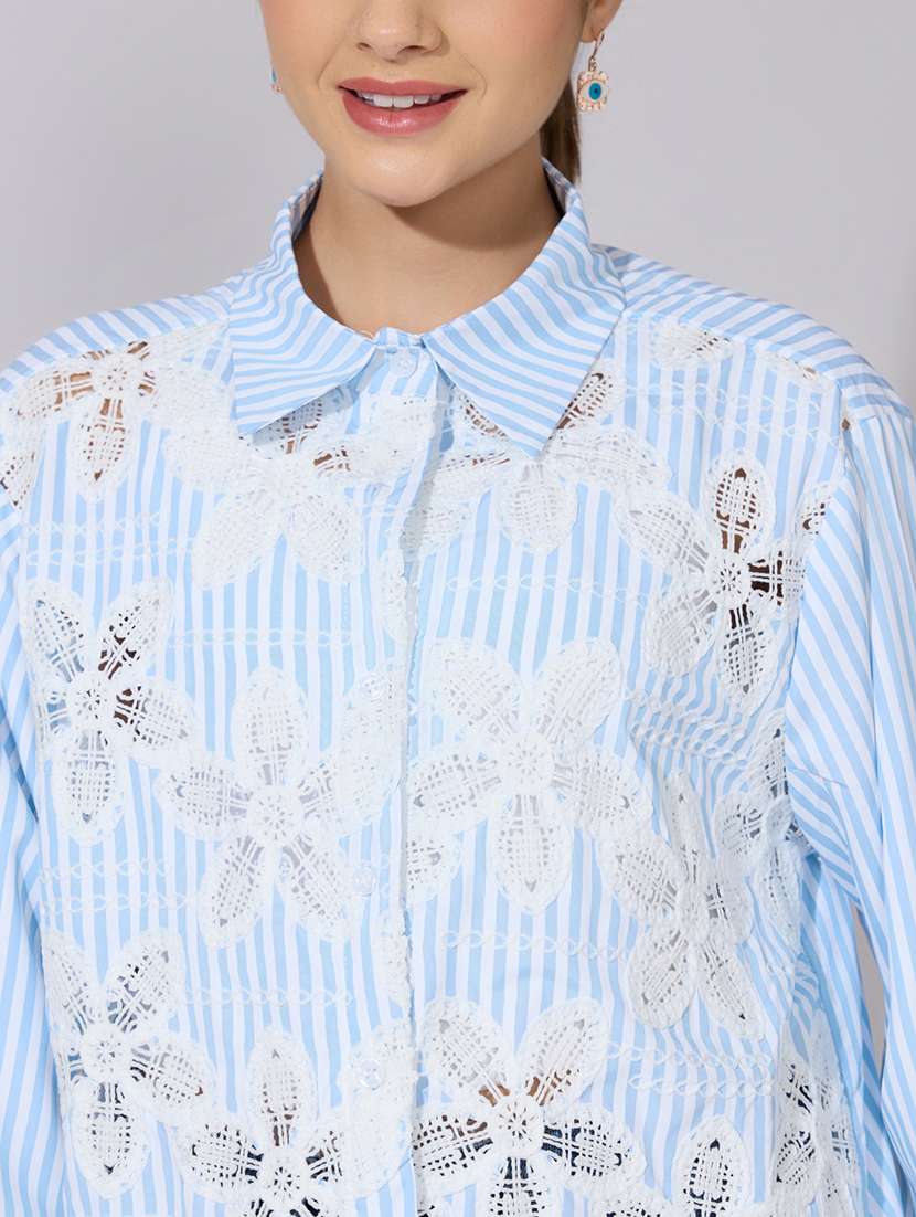 women embroidered collared long sleeve shirt - 22381131 -  Standard Image - 1