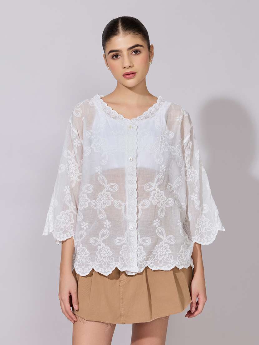 women embroidered long sleeve shirt