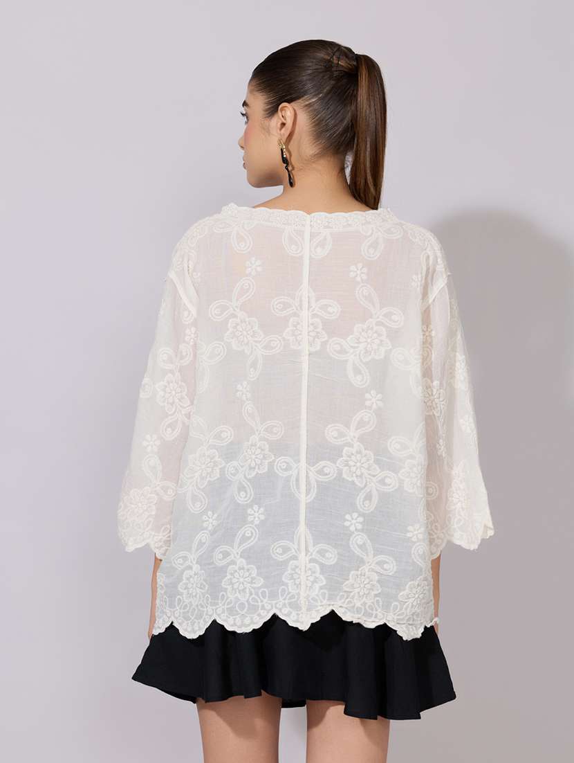 women embroidered collared long sleeve shirt - 22381138 -  Standard Image - 4