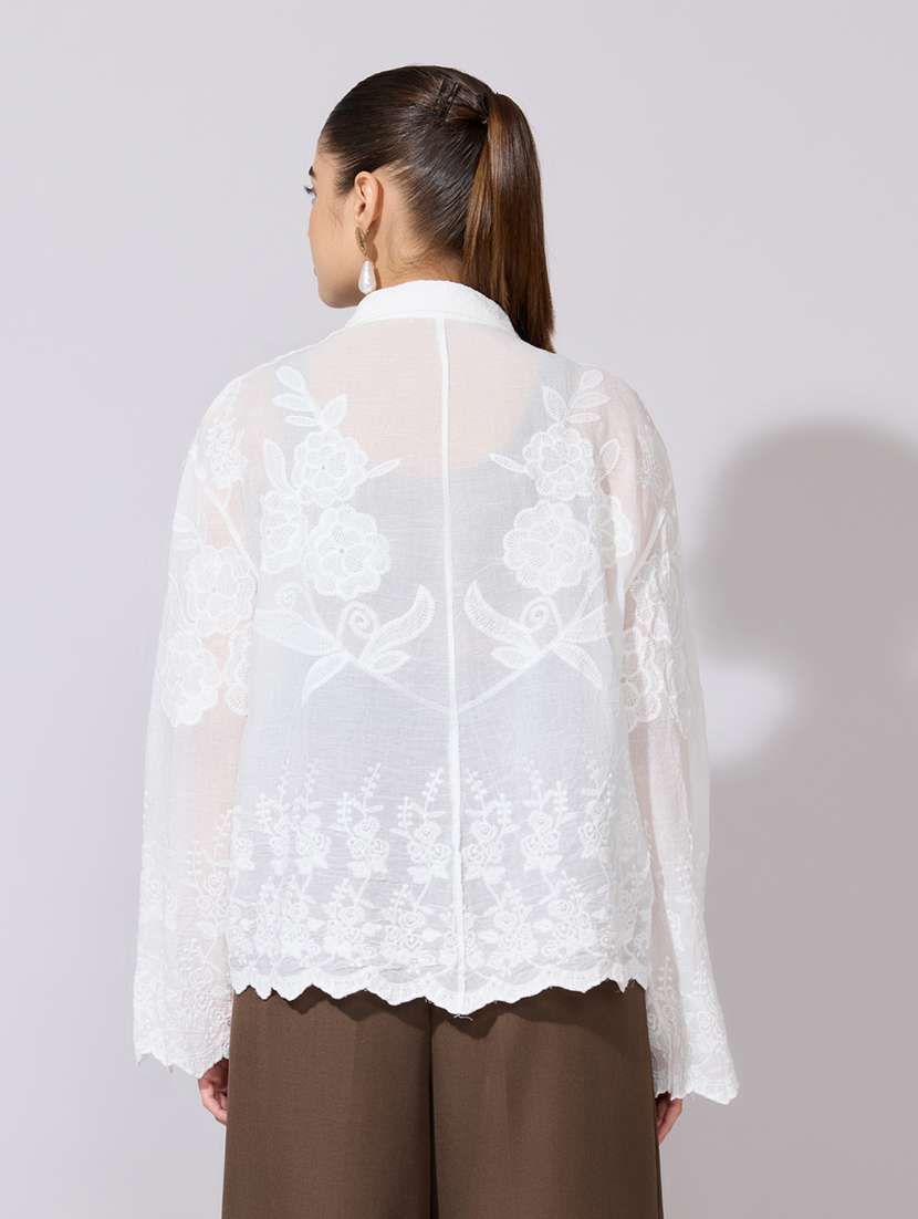 women embroidered collared long sleeve shirt - 22381142 -  Standard Image - 4