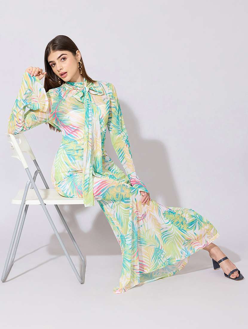 women printed bell sleeve bodycon dress with slip - 22381149 -  Standard Image - 6