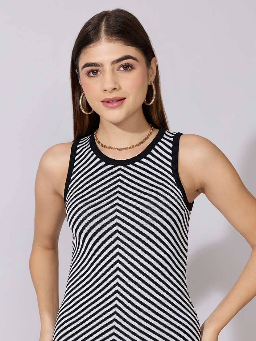 women striped sleeveless a-line dress - 22381164 -  Standard Image - 1