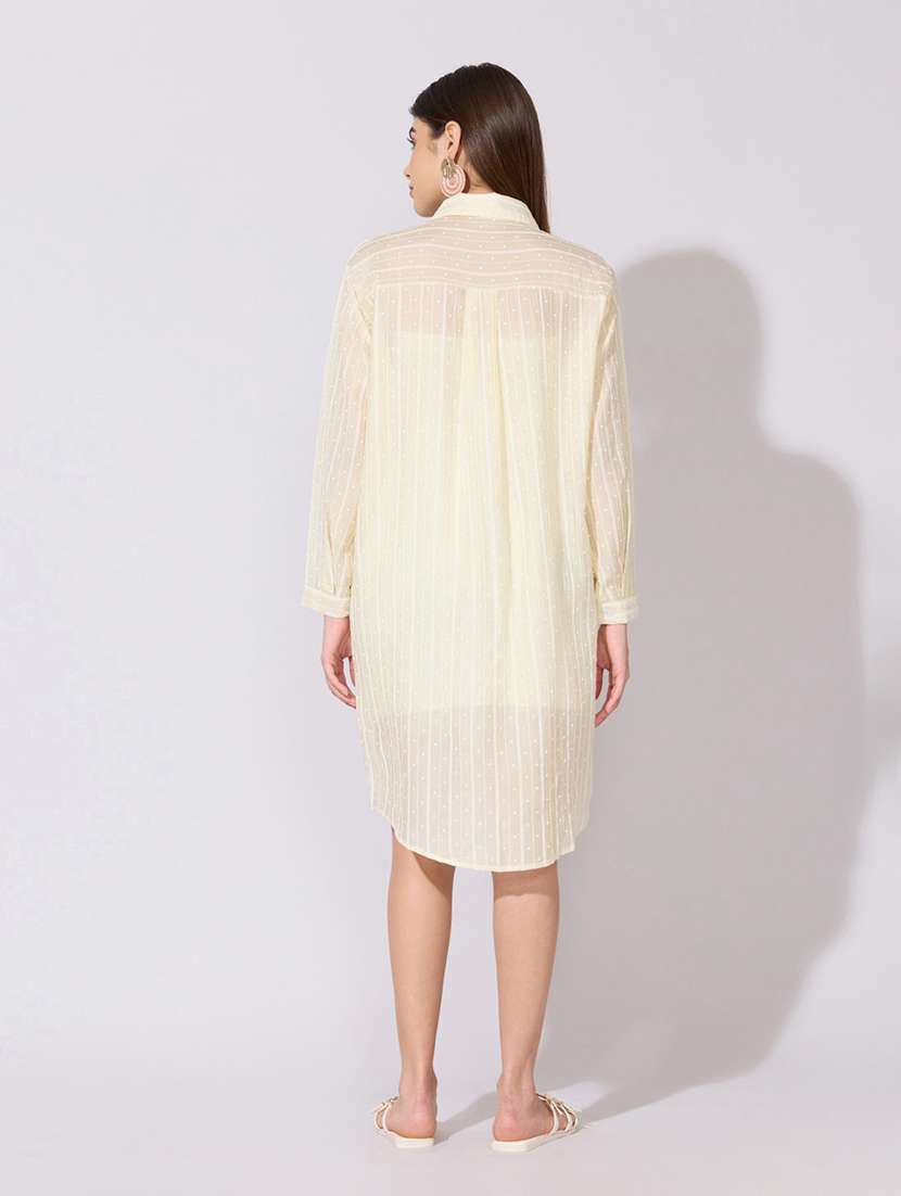 women striped collared sheer shirt dress - 22381165 -  Standard Image - 4