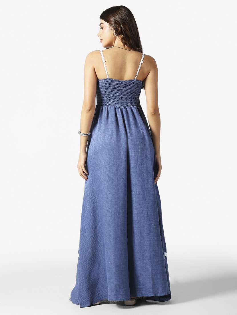 women solid shoulder strap fit & flare dress - 22381171 -  Standard Image - 4