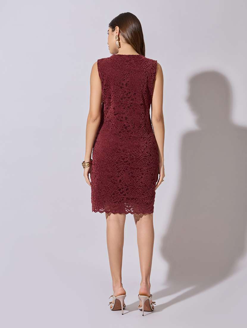 women self designed sleeveless lace bodycon dress - 22381174 -  Standard Image - 4