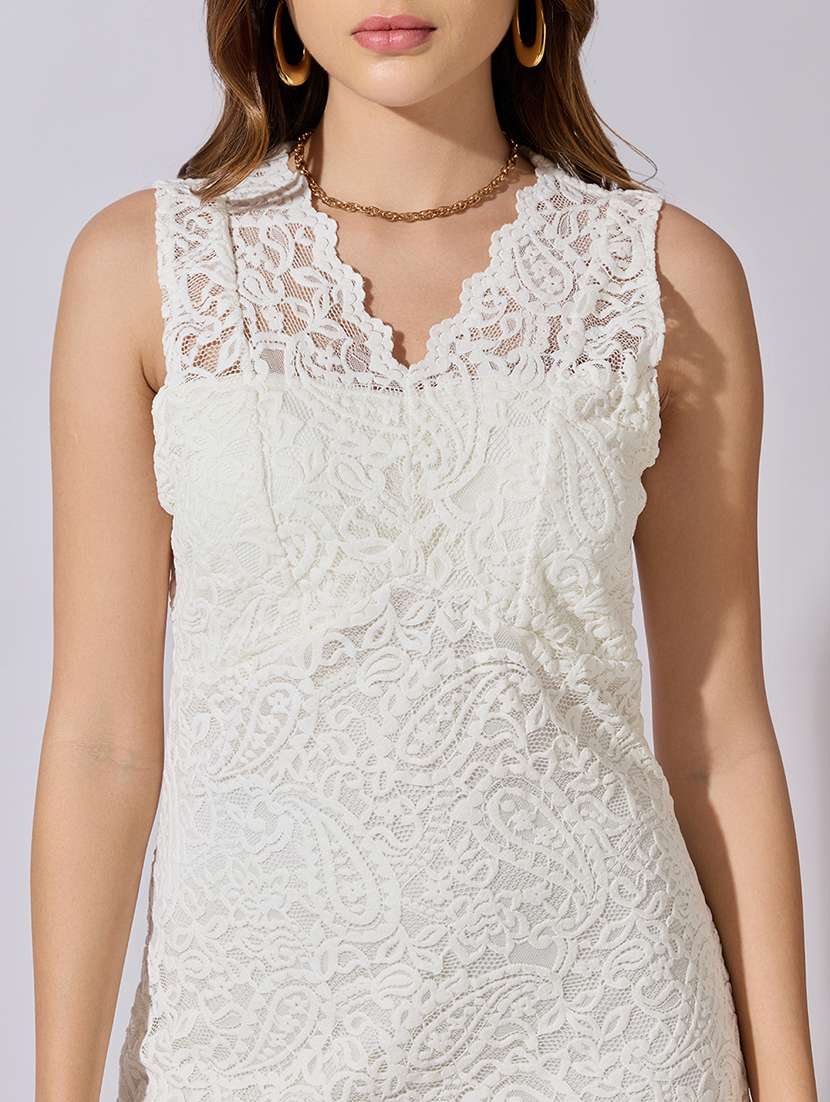 women self designed sleeveless lace bodycon dress - 22381175 -  Standard Image - 1