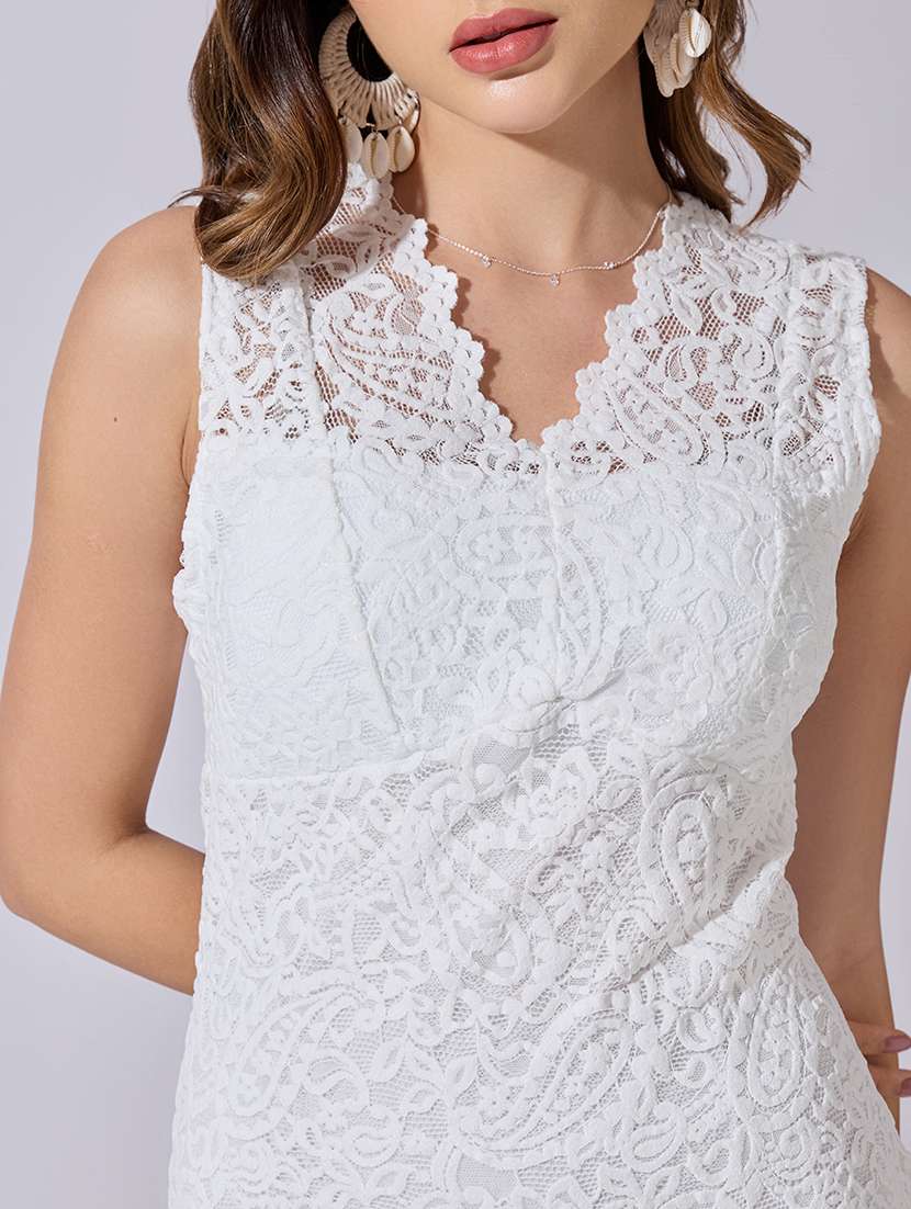 women self designed sleeveless lace bodycon dress - 22381179 -  Standard Image - 1