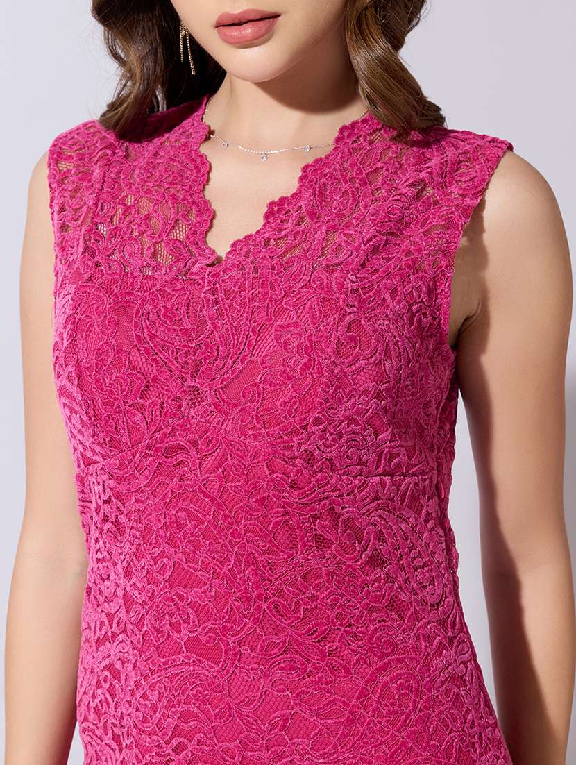 women self designed sleeveless lace bodycon dress - 22381180 -  Standard Image - 1