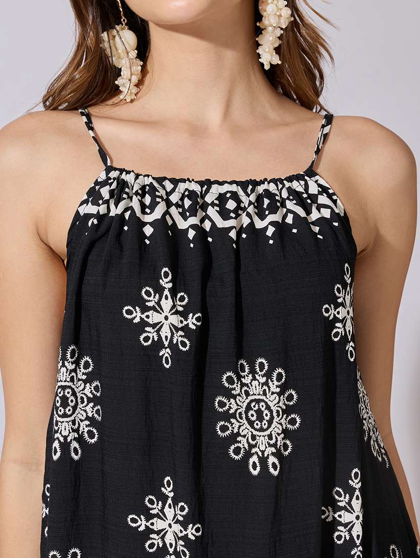 women embroidered shoulder strap a-line dress - 22381182 -  Standard Image - 1