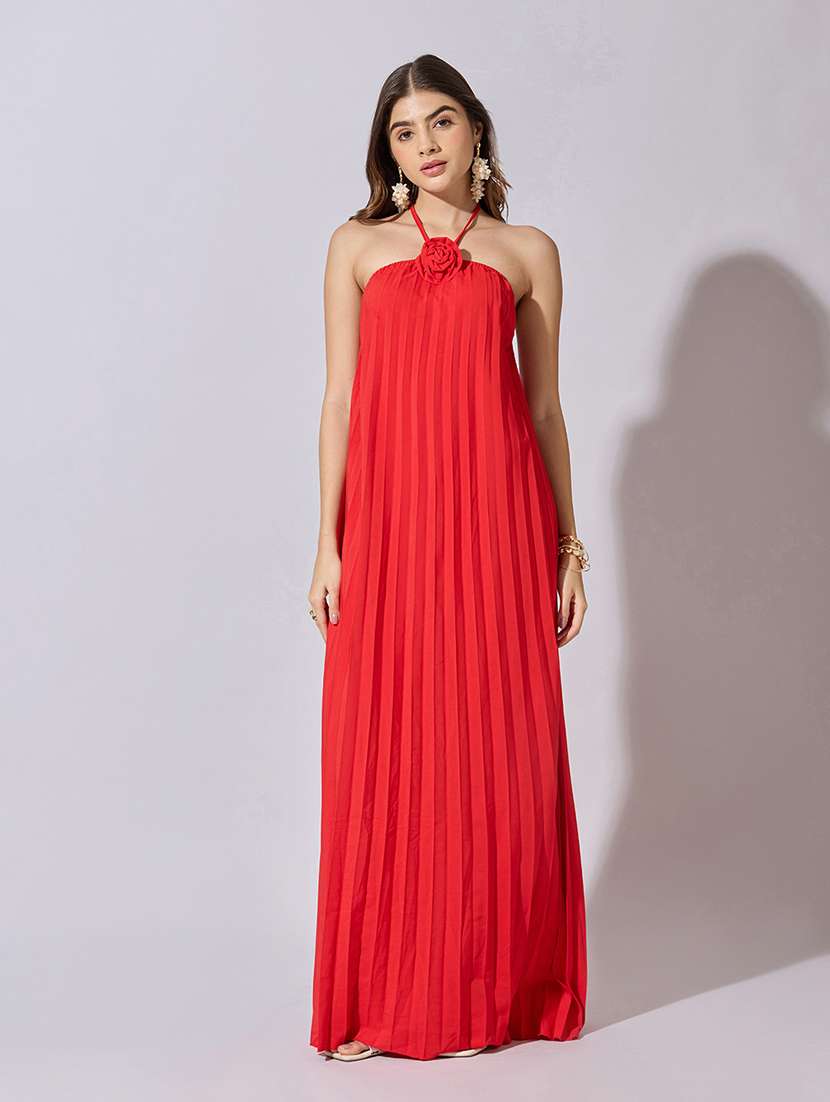 women solid halter neck backless dress - 22381185 -  Standard Image - 6