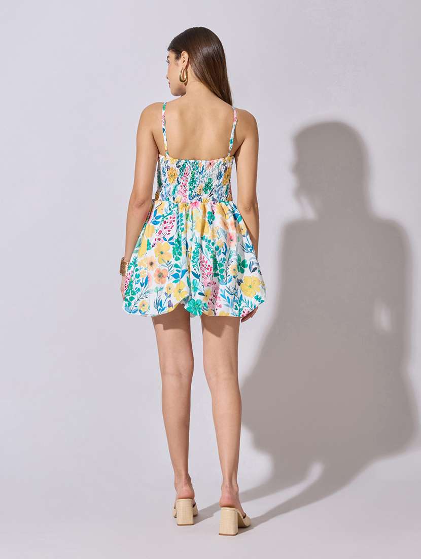 women floral print shoulder strap ballon dress - 22381194 -  Standard Image - 4