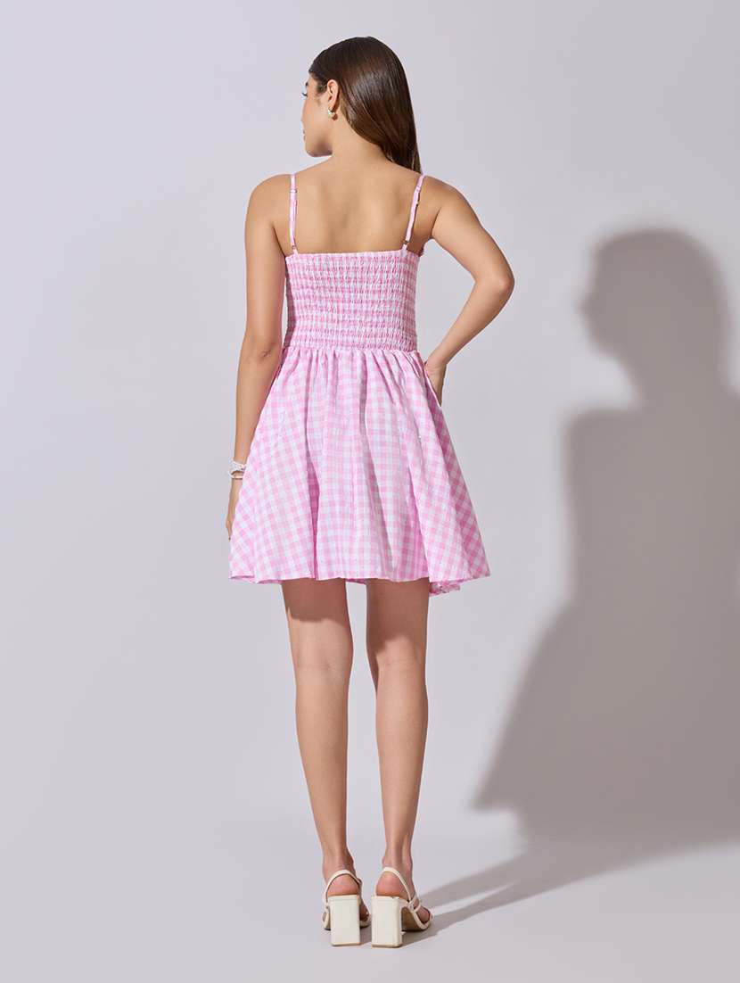 women checkered shoulder strap fit & flare dress - 22381197 -  Standard Image - 4