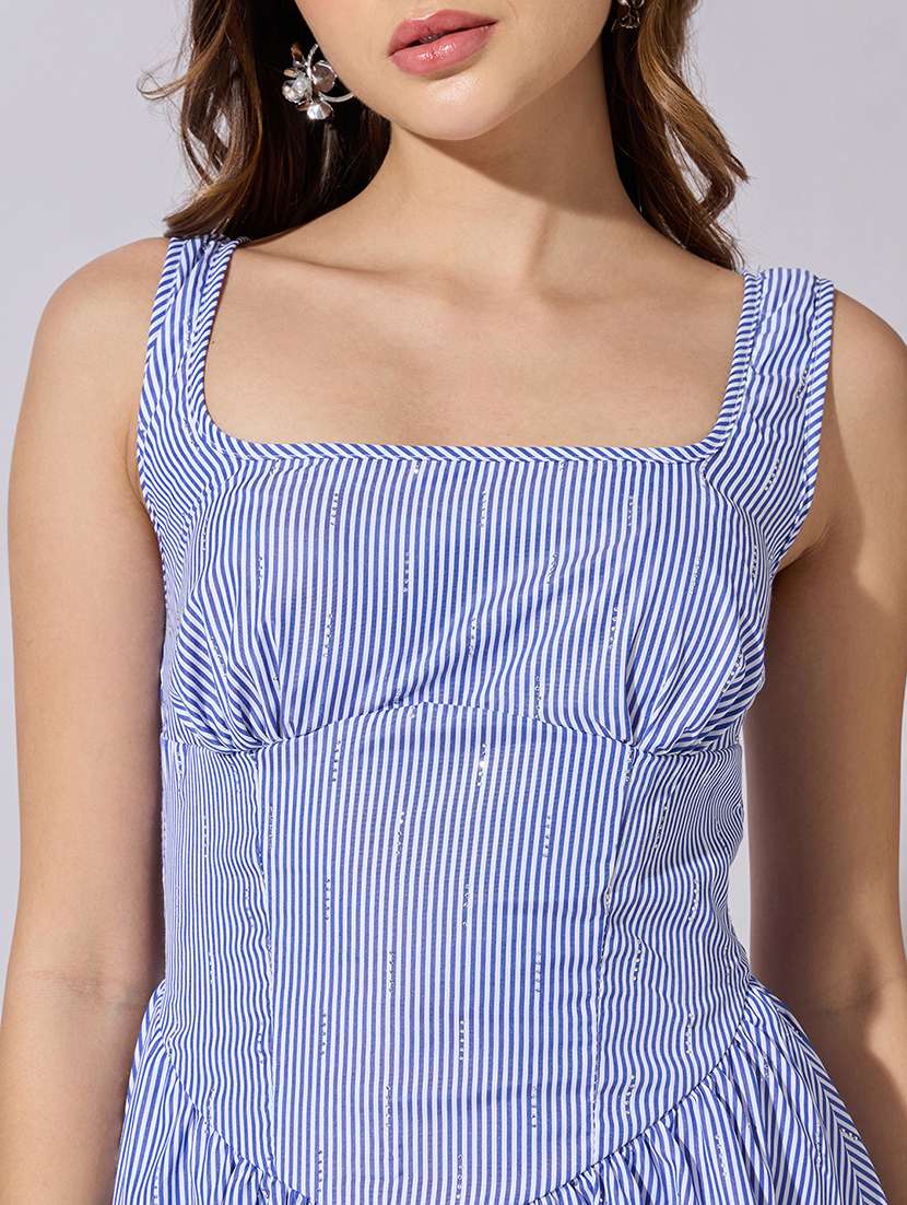 women striped sleeveless ballon dress - 22381204 -  Standard Image - 1