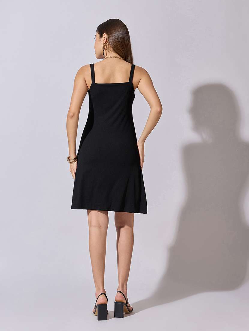 Women Solid Shoulder Strap A-line Dress - 22381206 -  Standard Image - 4