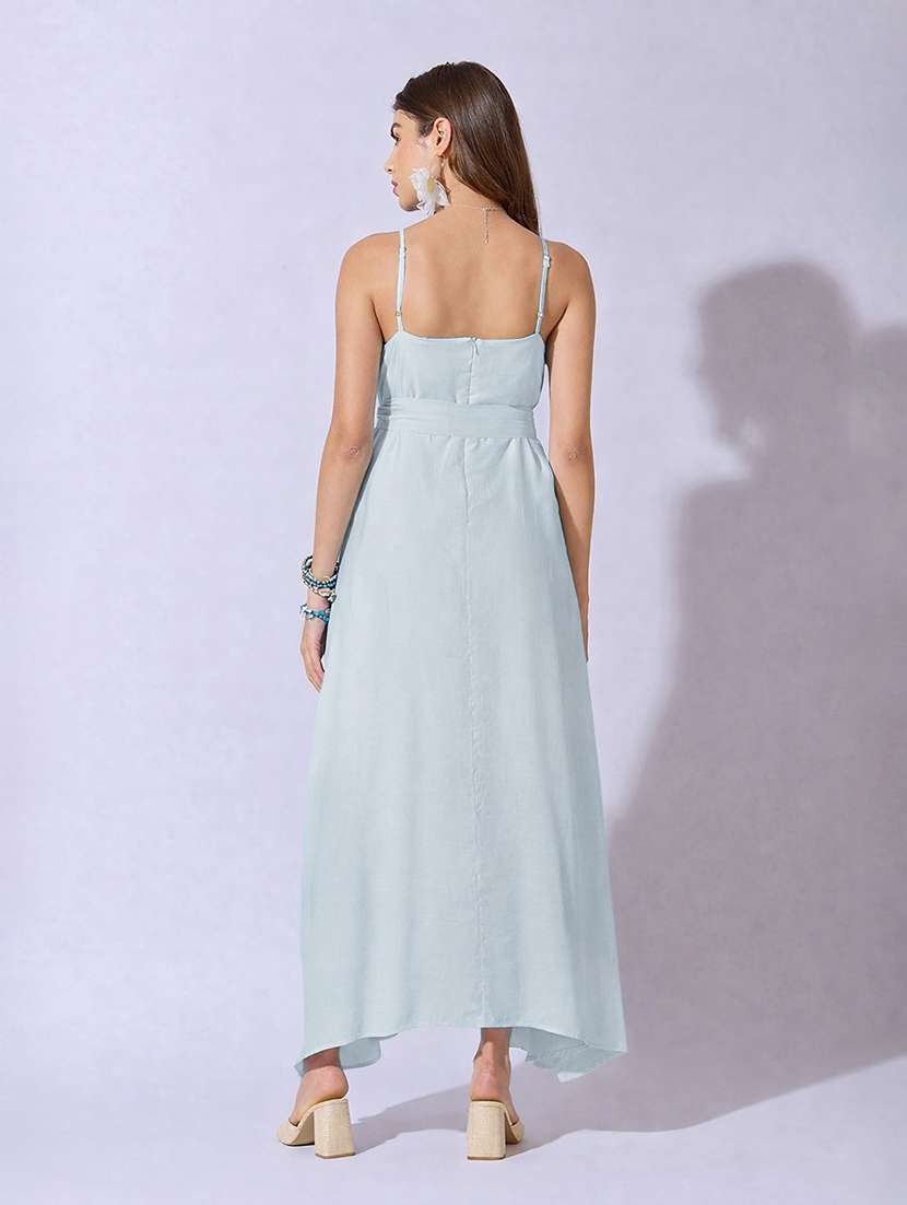 women solid shoulder strap fit & flare dress - 22381217 -  Standard Image - 4