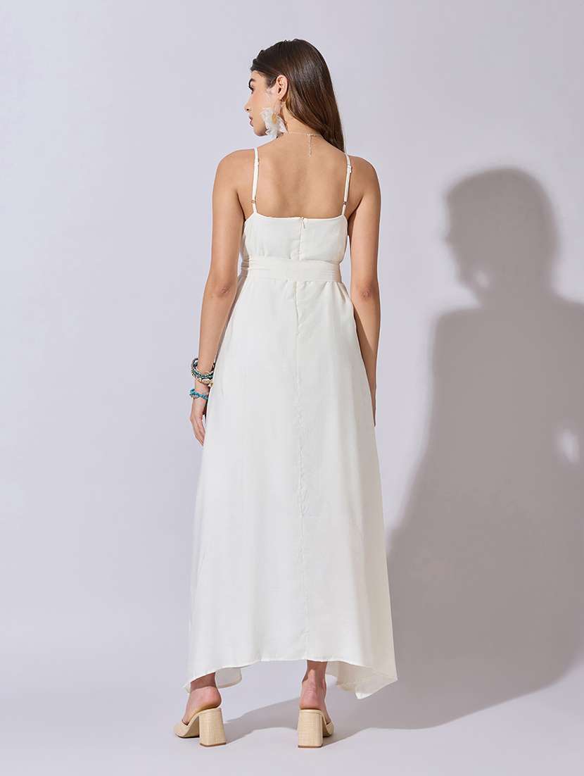 women solid shoulder strap fit & flare dress - 22381218 -  Standard Image - 4