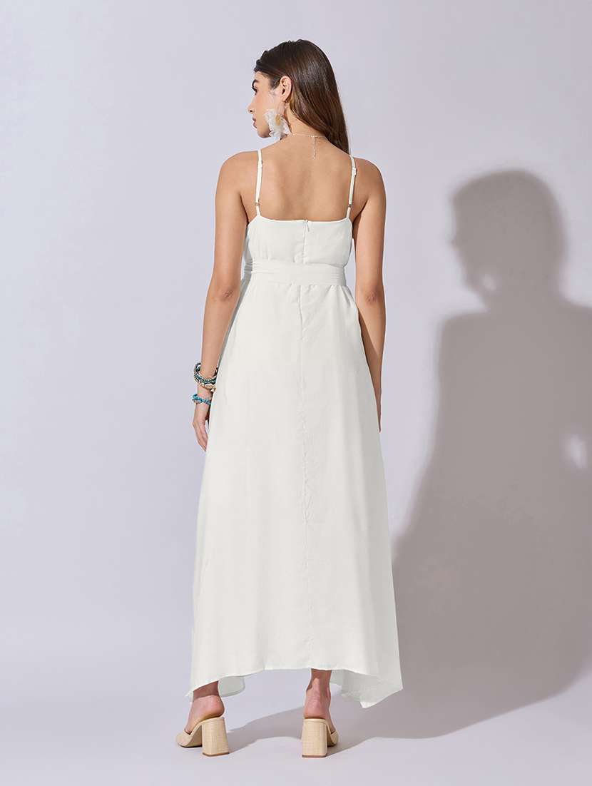 women solid shoulder strap fit & flare dress - 22381219 -  Standard Image - 4