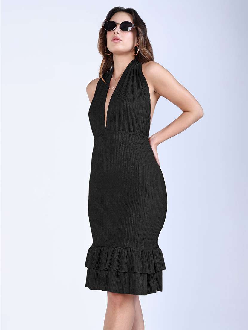 women solid halter neck backless dress - 22381232 -  Standard Image - 6