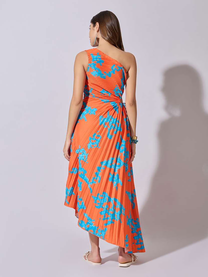 women printed single shoulder asymmetric dress - 22381236 -  Standard Image - 4