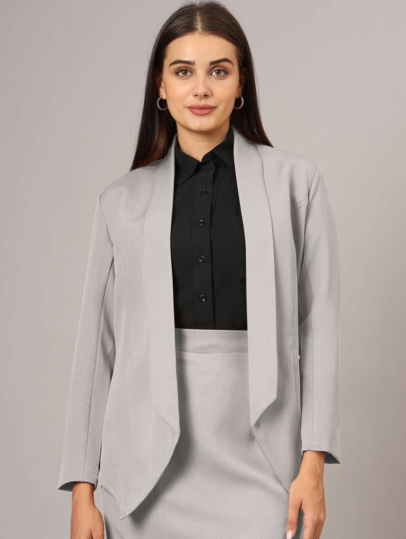 women solid long sleeve formal blazer