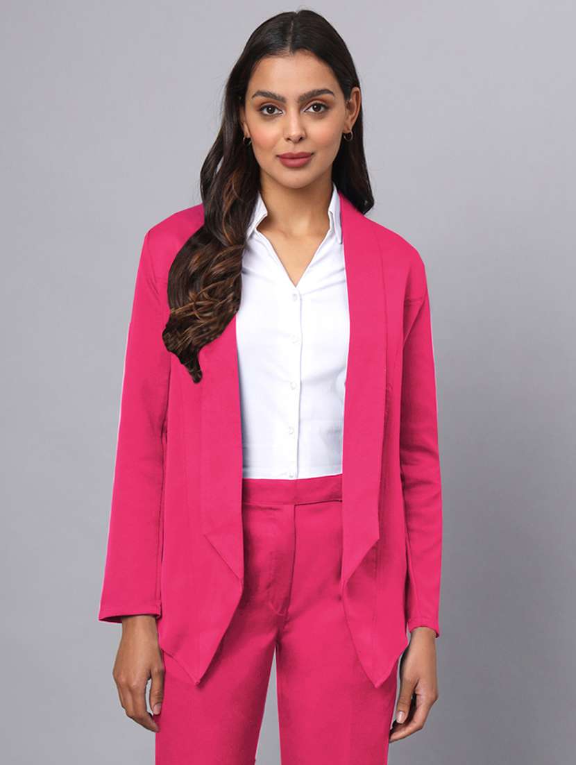 women solid long sleeve formal blazer