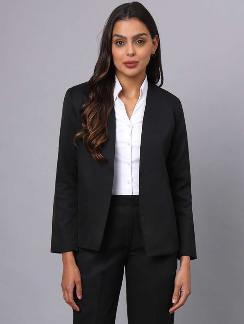 women solid long sleeve formal blazer
