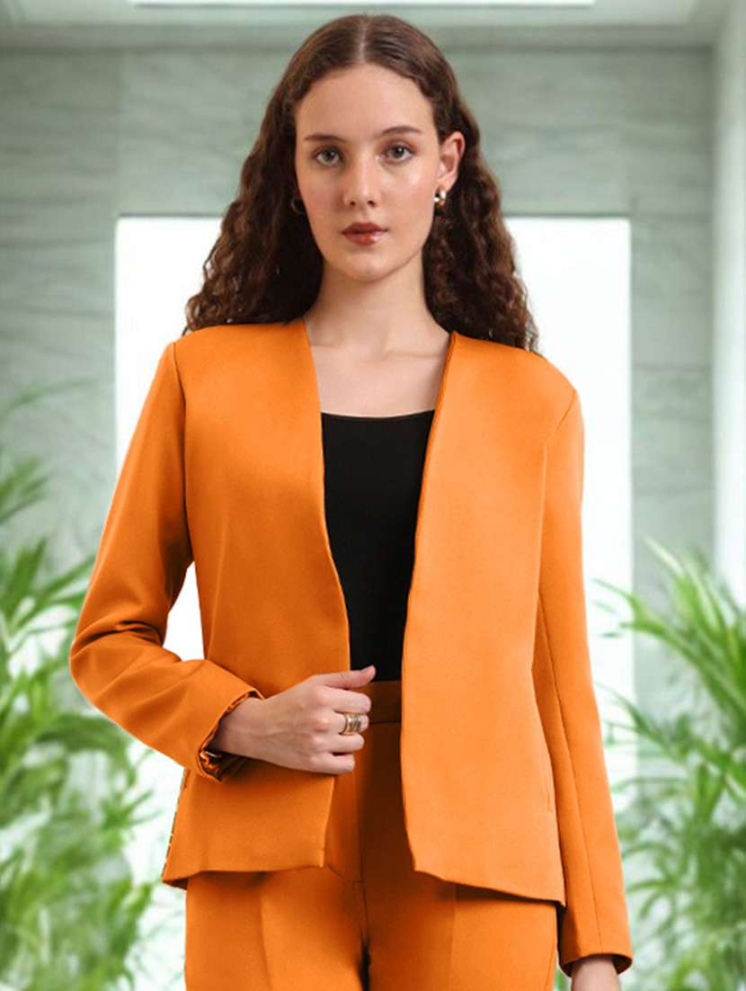 women solid long sleeve formal blazer